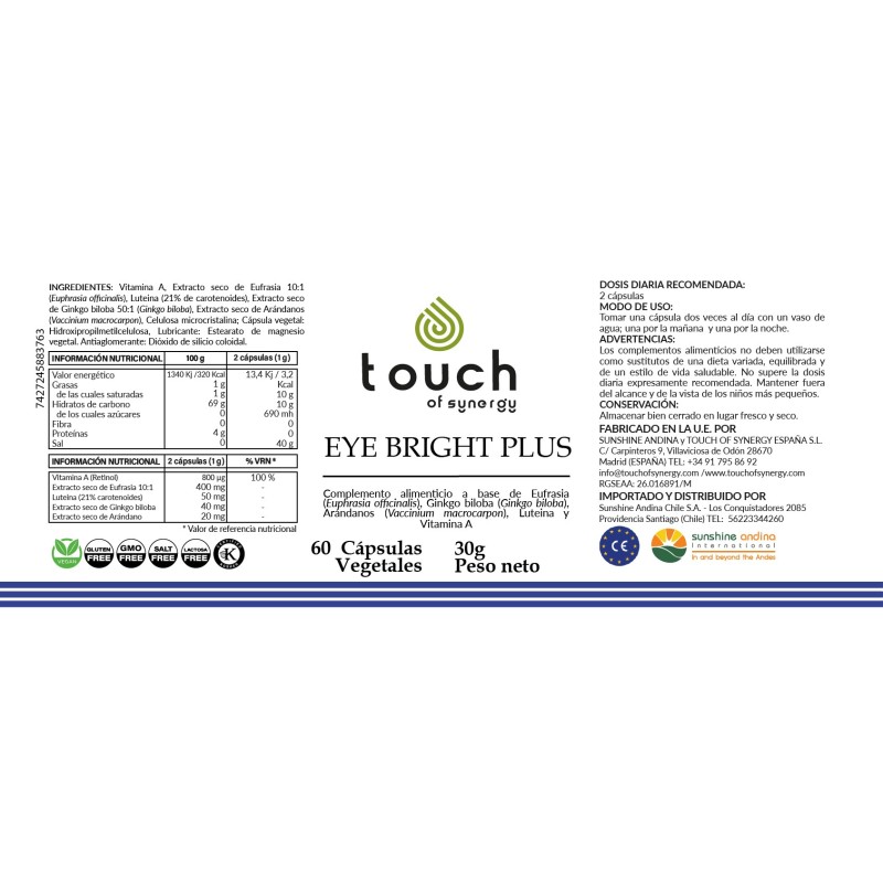 Eye Bright Plus (60 cápsulas vegetales)