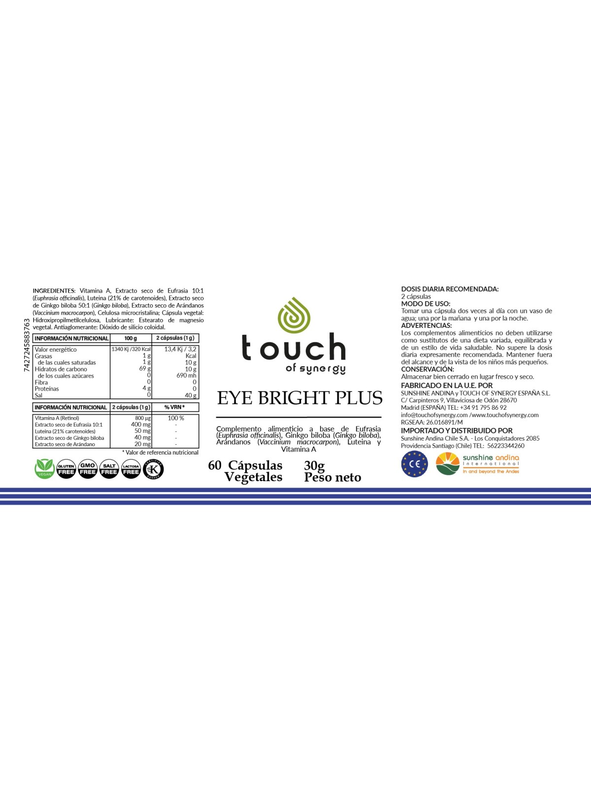 Eye Bright Plus (60 cápsulas vegetales)