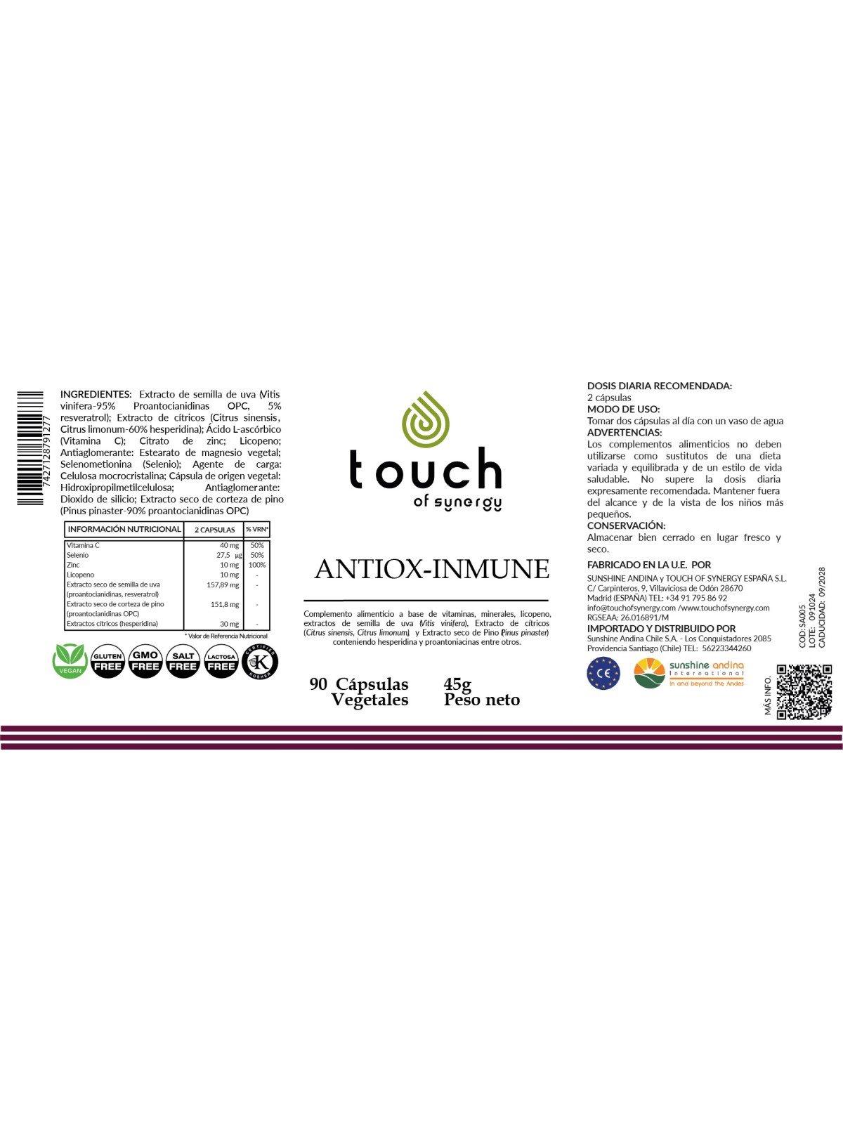 Antiox - Inmune (90 Cápsulas vegetales)