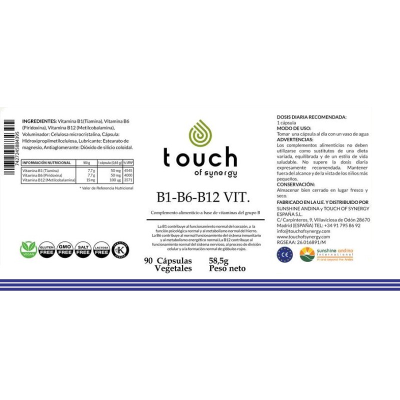 Vitamin B1 B6 B12 (90 cápsulas vegetales)