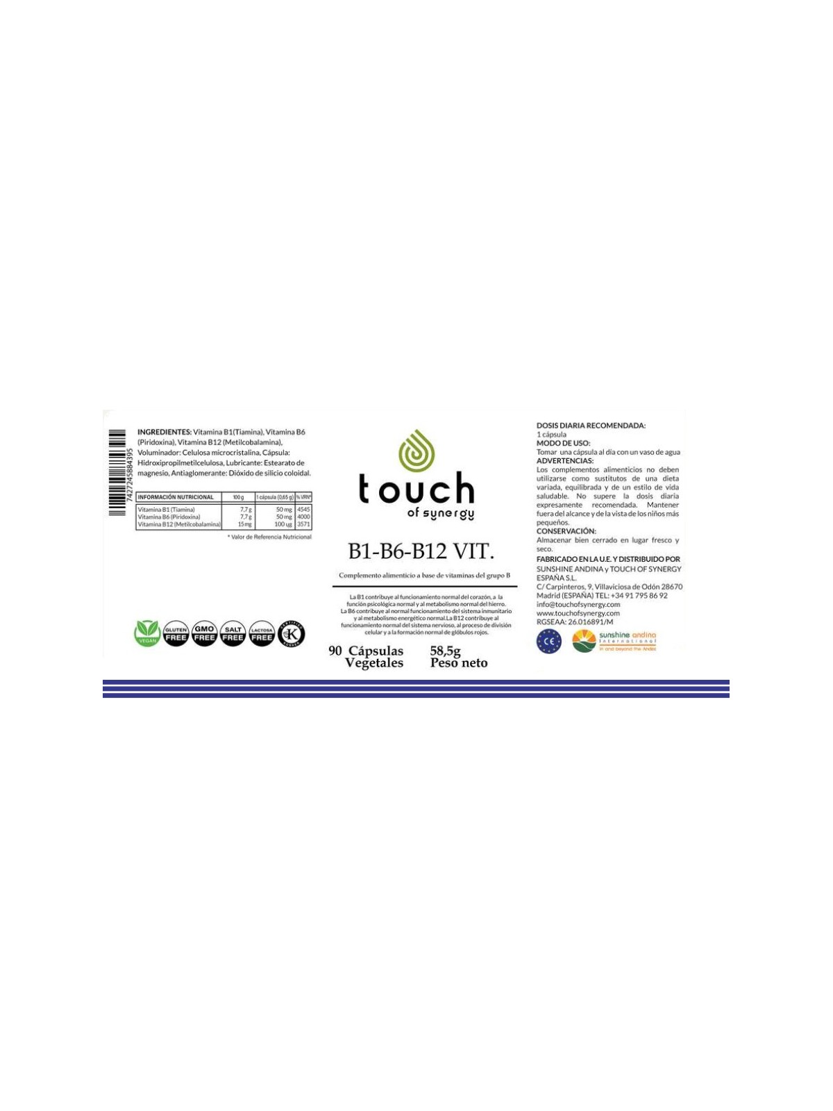 Vitamin B1 B6 B12 (90 cápsulas vegetales)