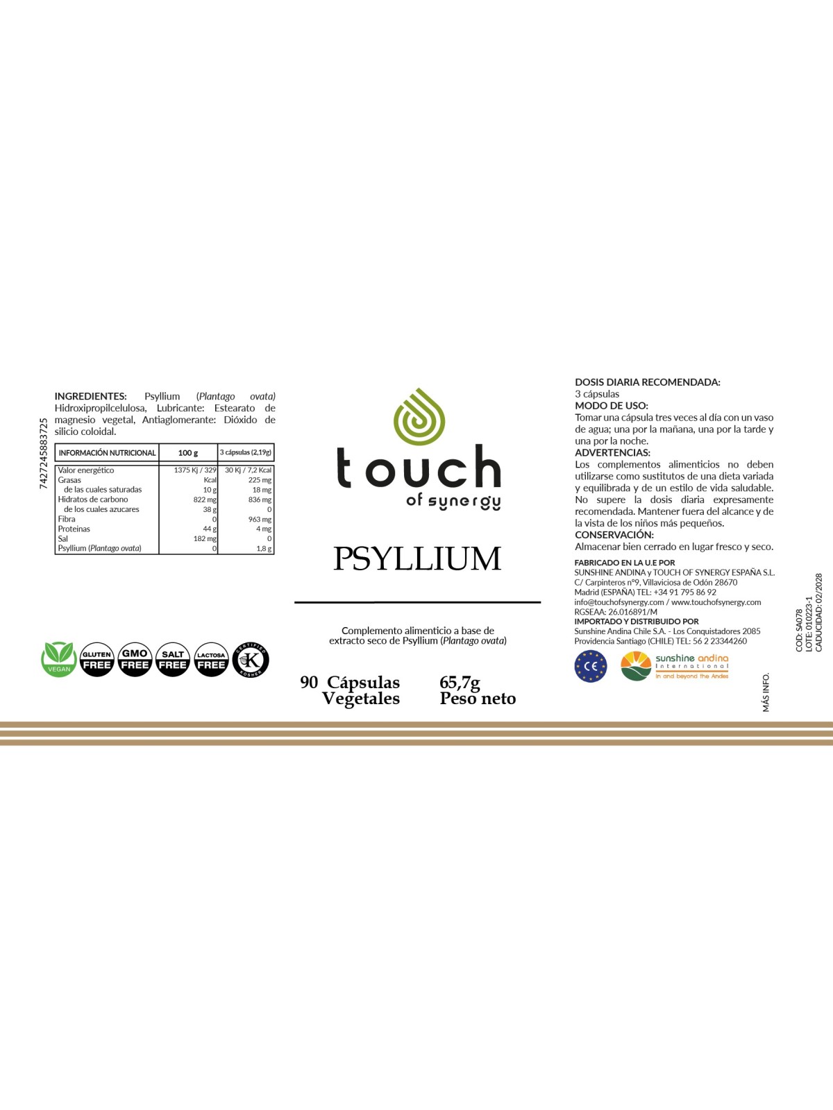 Psyllium (90 cápsulas vegetales)