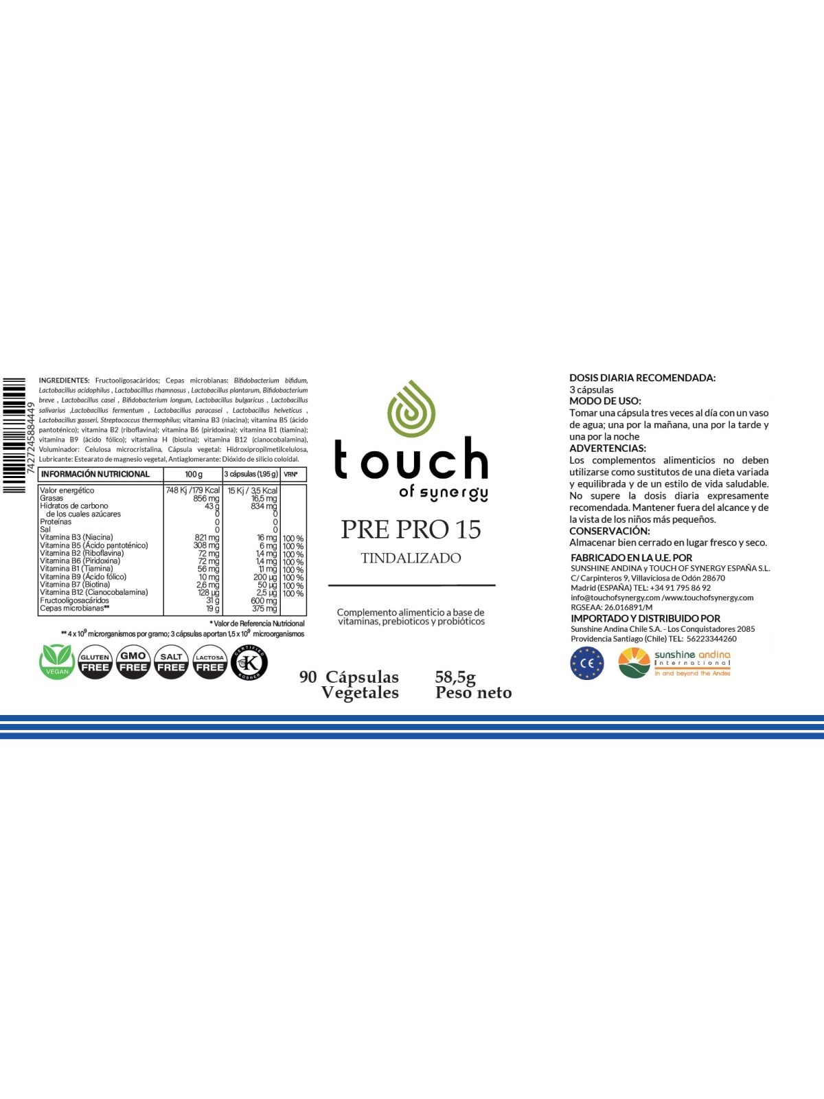 Pre-Pro 15 Prebióticos y Probióticos