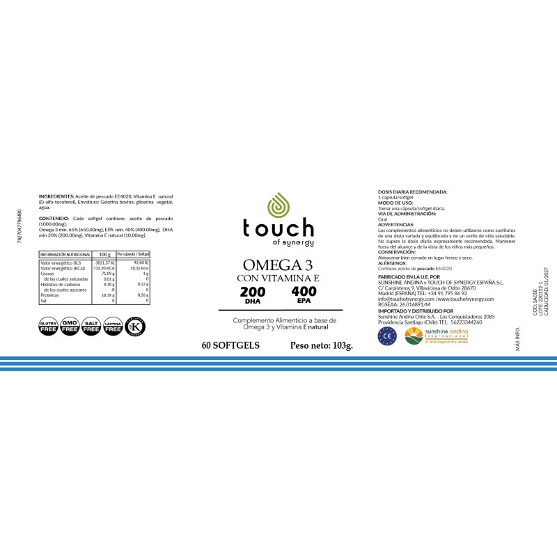 Omega 3 Touch of Synergy 60 Softgels