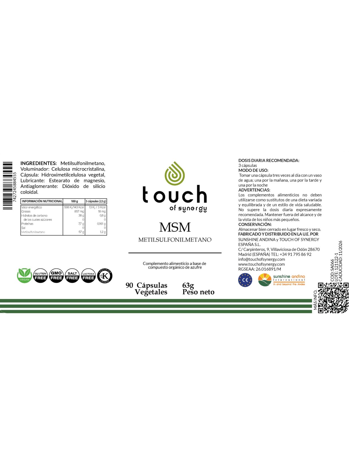 MSM (90 cápsulas vegetales)